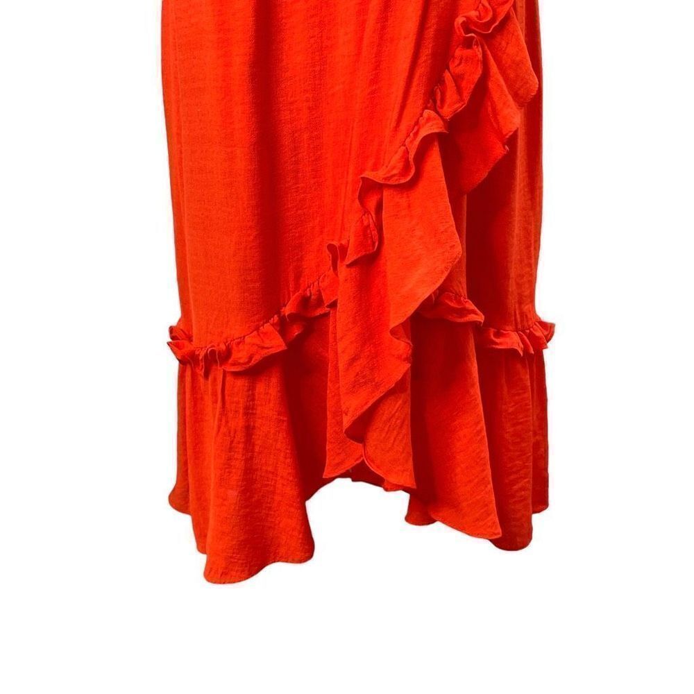 Bardot Zoe Wrap ruffle midi Dress In Flame Red‎ Size L - Picture 7 of 9